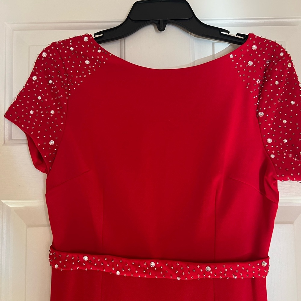 Elegant Red Dress with Rhinestone Accents